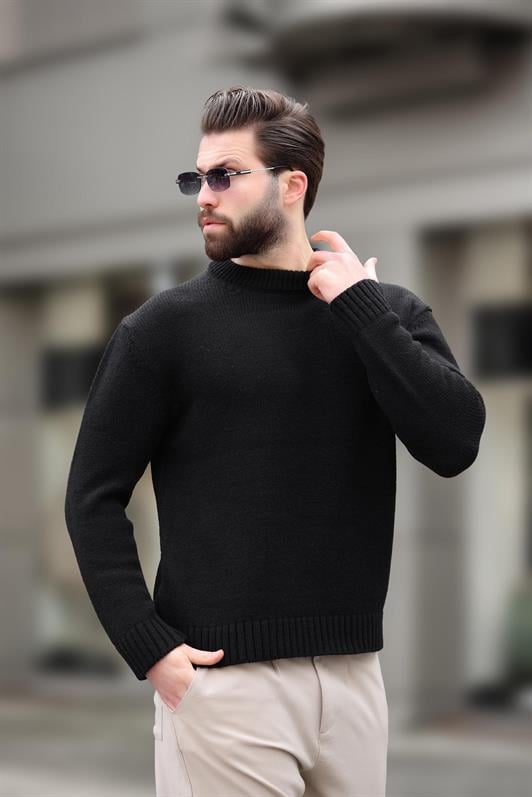 MDX Black Bicycle Collar Overfit Men's Sweater E7402 - Antioch