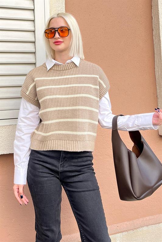 MDX Mink Striped Knit Sweater MG2159 - North Bay