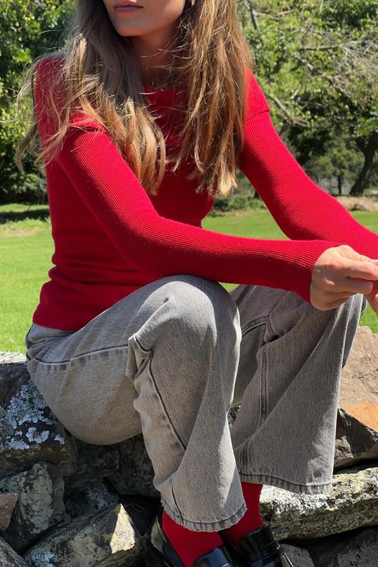 MDX Red Madonna Collar Long Sleeve Sweater MG2184 - Sant’Eufemia Lamezia