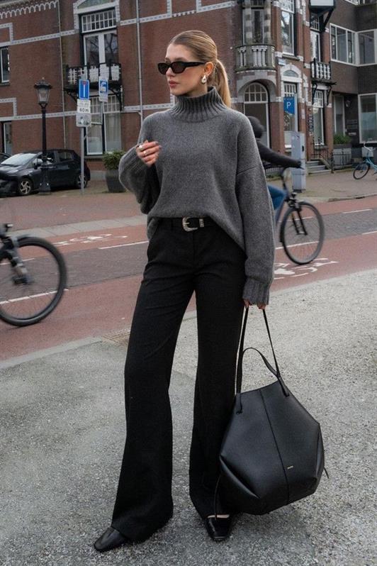 MDX Antrasit Boğazlı Kadın Triko Kazak Mg2535 - Saarlouis