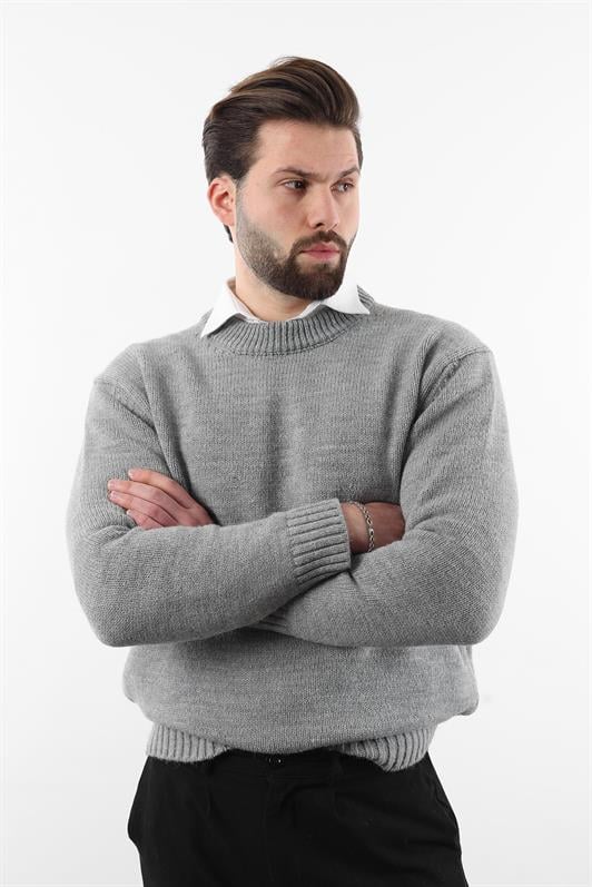 MDX Gray Bike Collar Overfit Men's Knit Sweater E7402 - Majadahonda