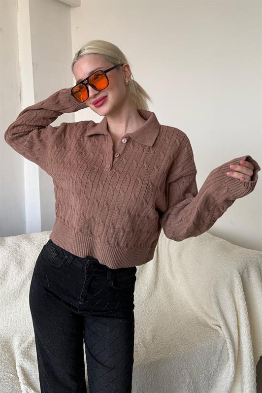 MDX Mink Hair Braided Polo Neck Women's Sweater Mg2310 - Beavercreek