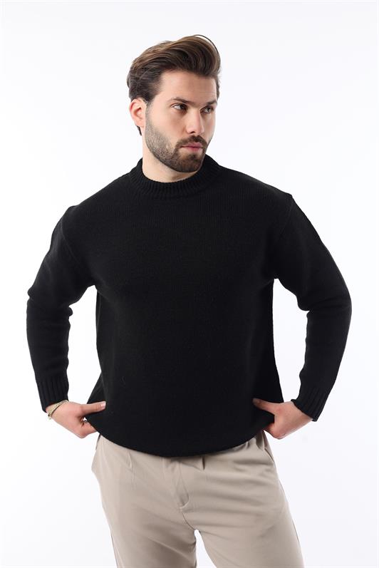 MDX Black Bicycle Collar Overfit Men's Sweater E7402 - Antioch