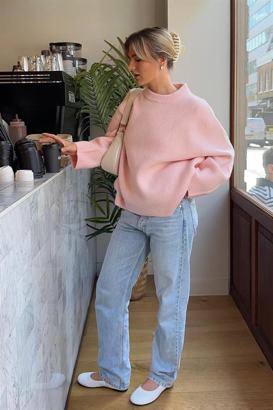 MDX Pink Bicycle Collar Oversized Knit Sweater MG1972 - Lake Stevens