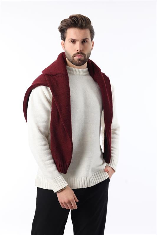 MDX Ecru Bicycle Neck Overfit Men's Knit Sweater E7402 - Jaén