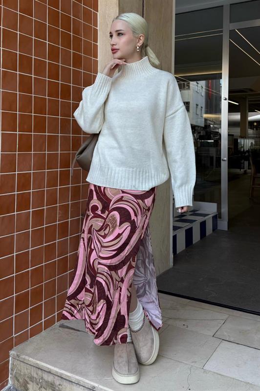 MDX Ekru Boğazlı Kadın Triko Kazak Mg2535 - Princeton