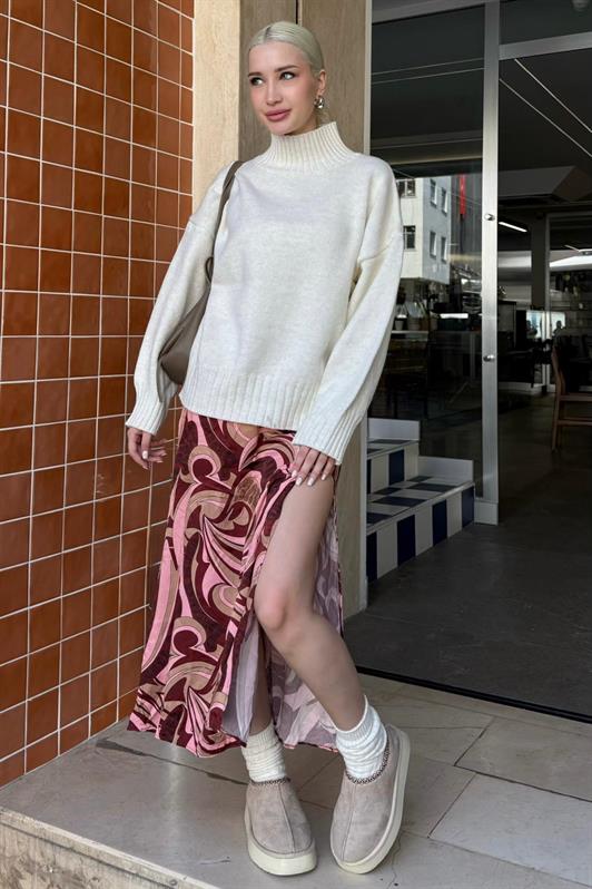 MDX Ekru Boğazlı Kadın Triko Kazak Mg2535 - Princeton