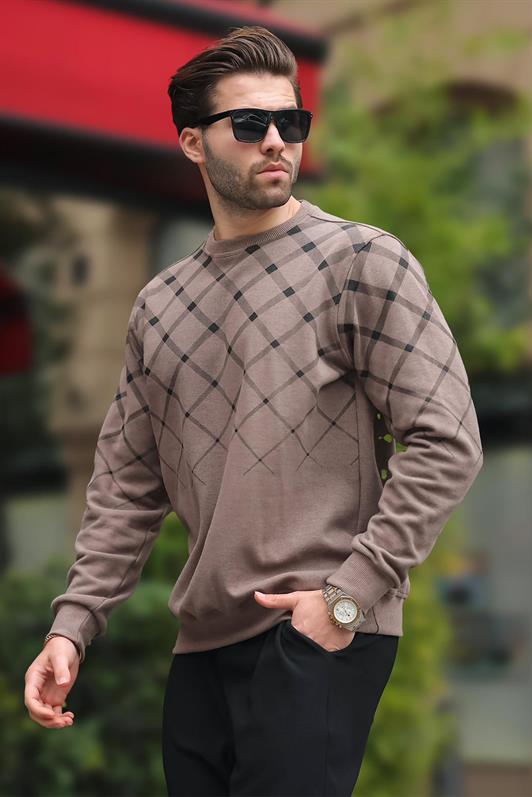 MDX Camel Patterned Turtleneck Sweater 6019 - Licata
