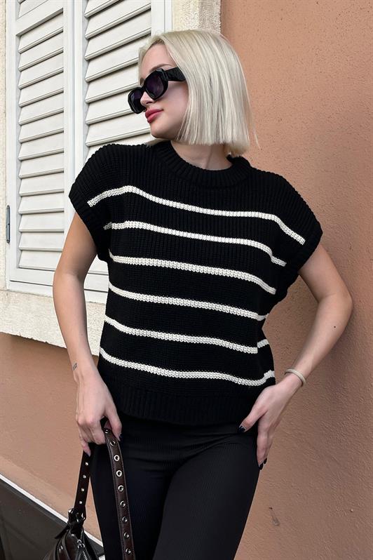 MDX Black Striped Knit Sweater MG2159 - Brasschaat