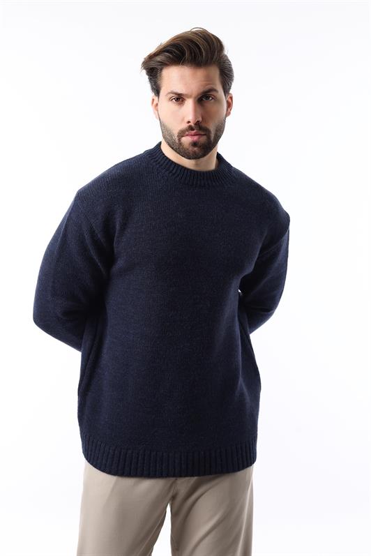 MDX Navy Blue Bicycle Collar Oversized Men's Sweater E7402 - Valle Hermoso