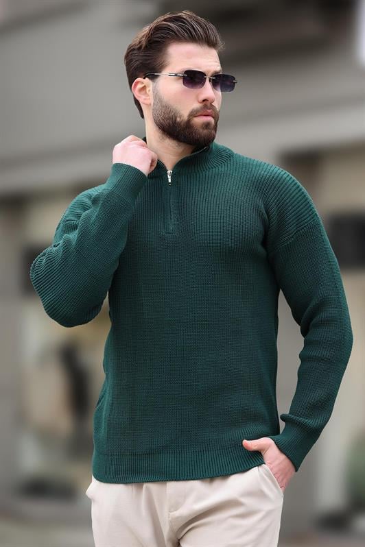 MDX Petrol Green Zip Neck Men's Sweater E7295 - Cananea