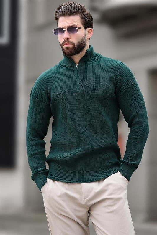 MDX Petrol Green Zip Neck Men's Sweater E7295 - Cananea
