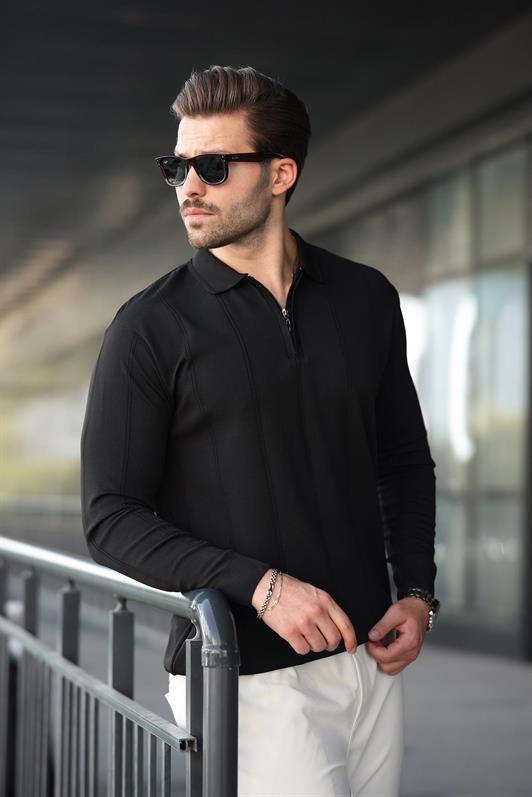 MDX Black Polo Neck Zippered Men's Sweater E7427 - Bila Tserkva
