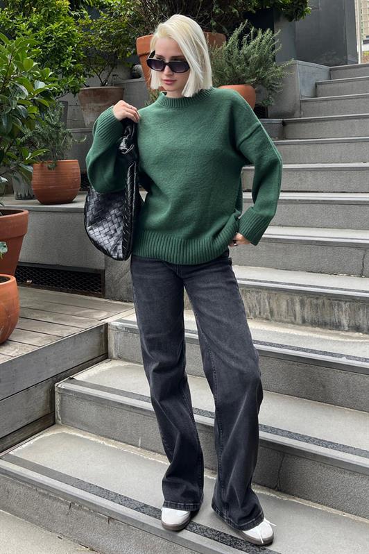 MDX Green Oversized Sweater with Bicycle Neck MG1972 - Bergamo