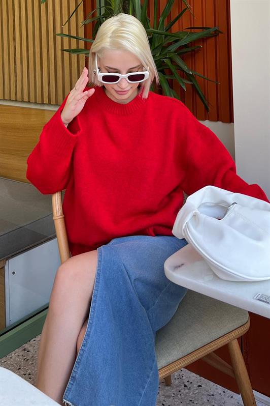 MDX Red Bicycle Collar Oversized Knit Sweater MG1972 - Ourém