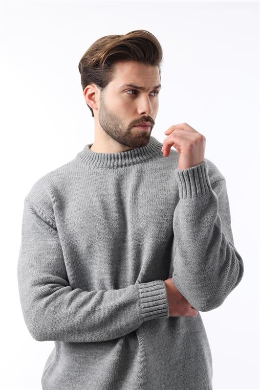 MDX Gray Bike Collar Overfit Men's Knit Sweater E7402 - Majadahonda