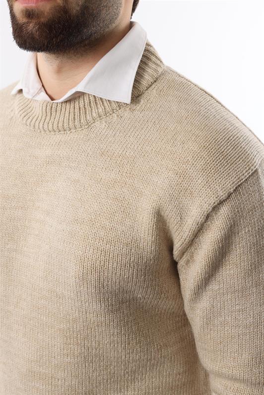 MDX Beige Bicycle Neck Overfit Men's Sweater E7402 - Orangetown