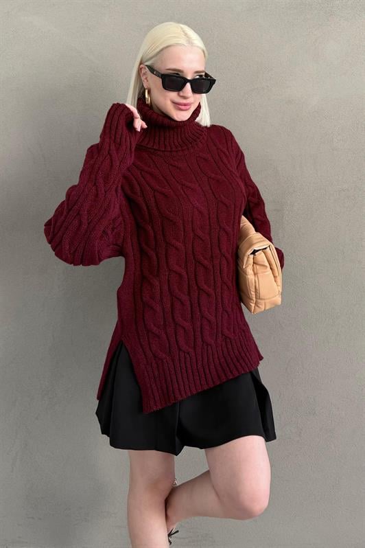 MDX Burgundy Turtleneck Sweater MG2376 - Alenquer