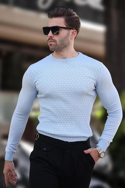 MDX Blue Patterned Men's Knit Sweater 7266 - Brăila