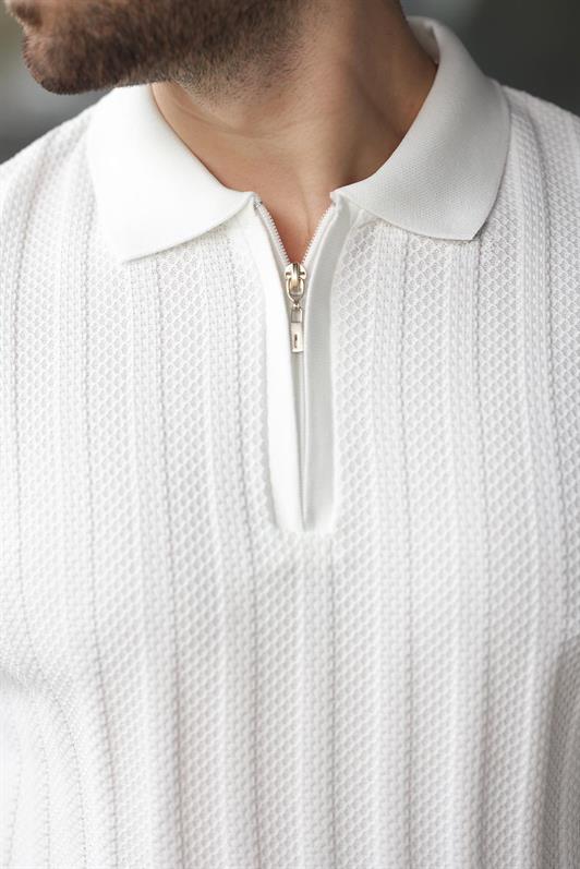 MDX White Half Zip Polo Neck Sweater E7426 - Sioux City