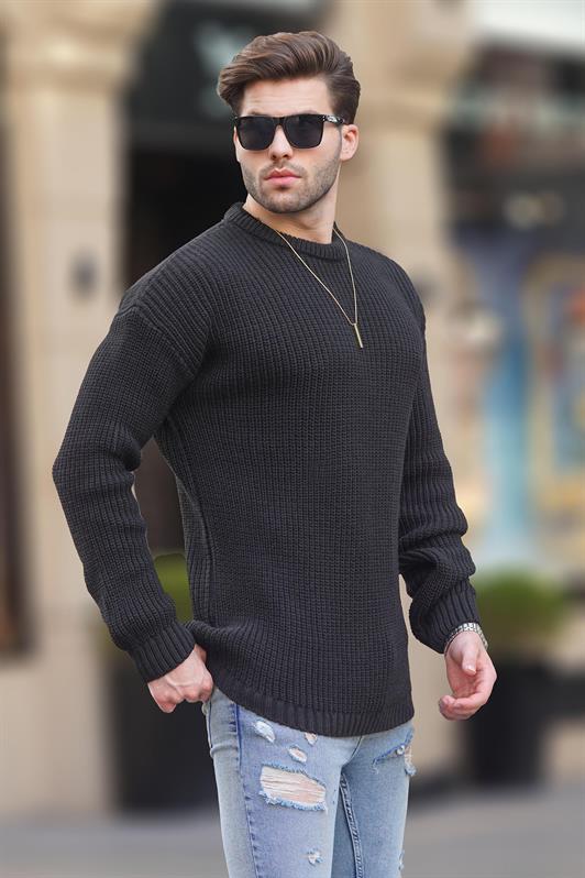 MDX Black Bicycle Collar Long Sleeve Knit Sweater 7246 - Coyotepec