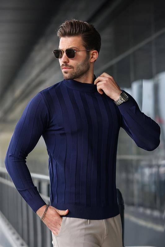 MDX Navy Half Fisherman Men's Sweater E7423 - Eau Claire