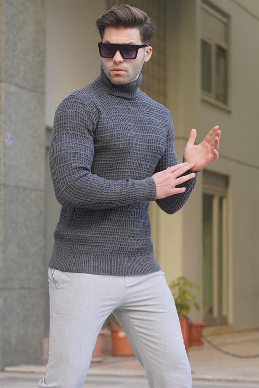 MDX Anthracite Fisherman Collar Sweater 6832 - Moncton
