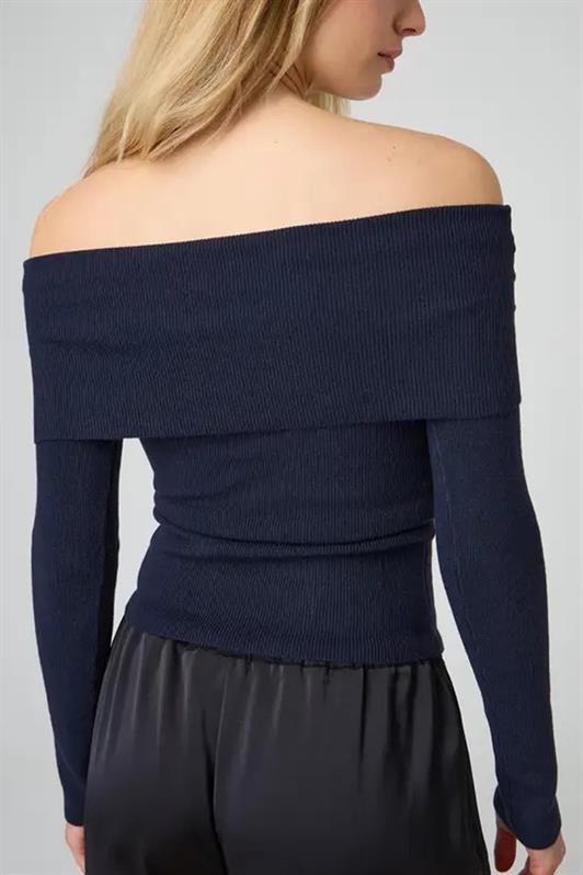 MDX Navy Blue Madonna Neck Long Sleeve Sweater MG2184 - Olhão