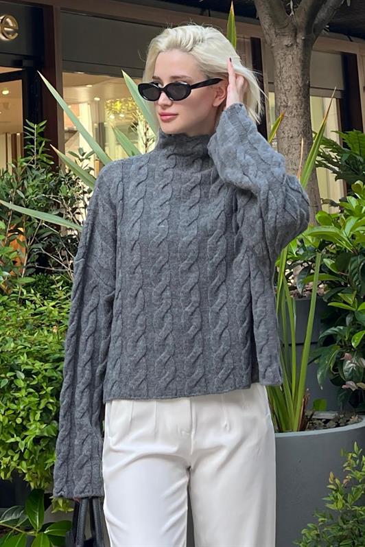MDX Anthracite Fisherman Collar Knitted Sweater MG2172 - Honolulu