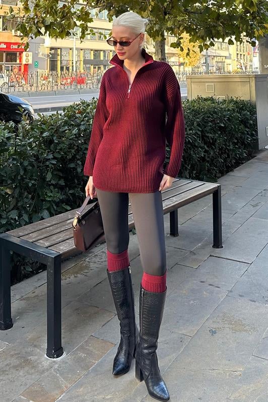 MDX Burgundy Zip Neck Basic Sweater MG1960 - West Allis