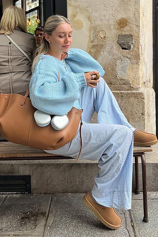 MDX Baby Blue Balloon Sleeve Comfortable Fit Women's Sweater MG2602 - Pico Rivera