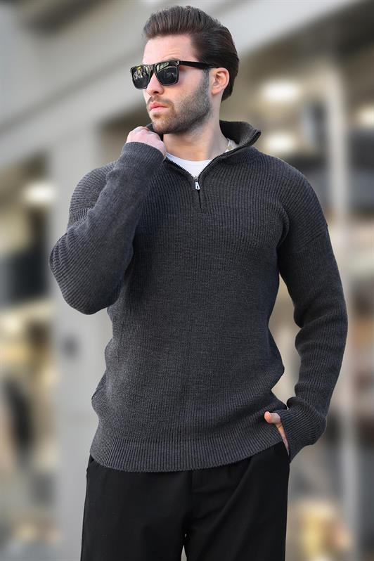 MDX Anthracite Zip Neck Men's Sweater E7295 - Warren