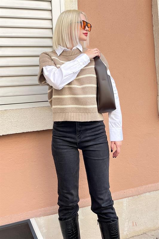 MDX Mink Striped Knit Sweater MG2159 - North Bay