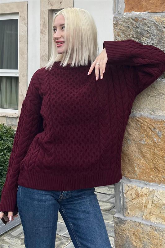 MDX Burgundy Bicycle Neck Knitted Sweater MG2262 - Wichita Falls