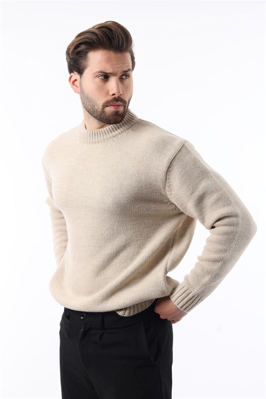 MDX Beige Bicycle Neck Overfit Men's Sweater E7402 - Orangetown