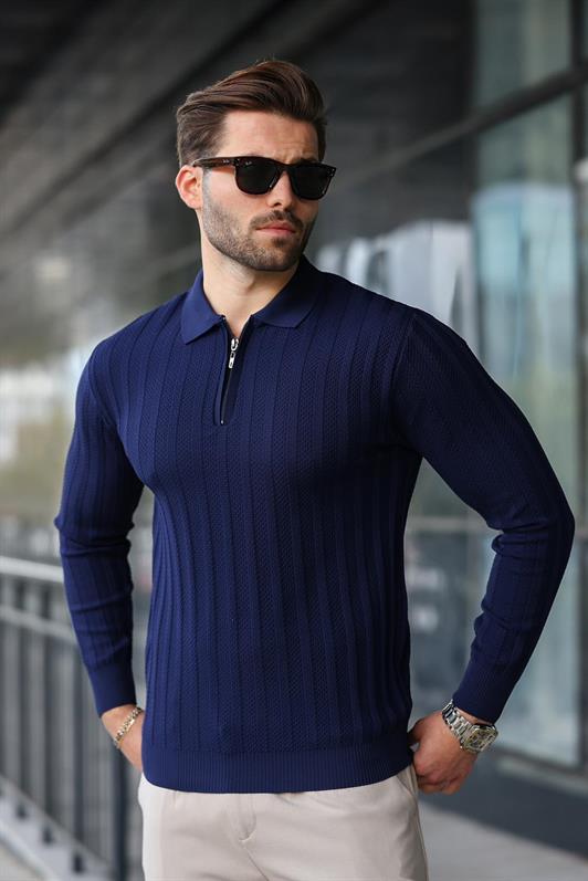 MDX Navy Half-Zip Polo Neck Sweater E7426 - Irún