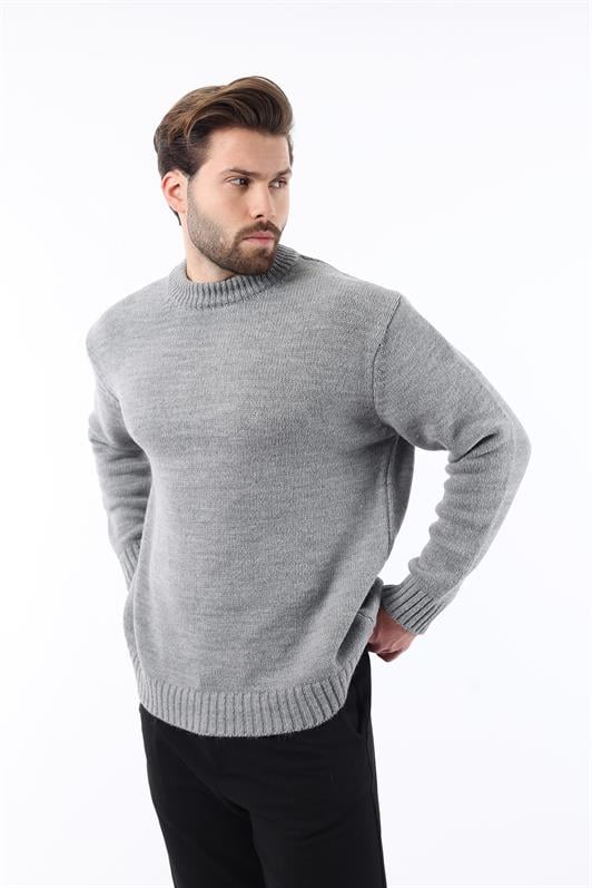 MDX Gray Bike Collar Overfit Men's Knit Sweater E7402 - Majadahonda