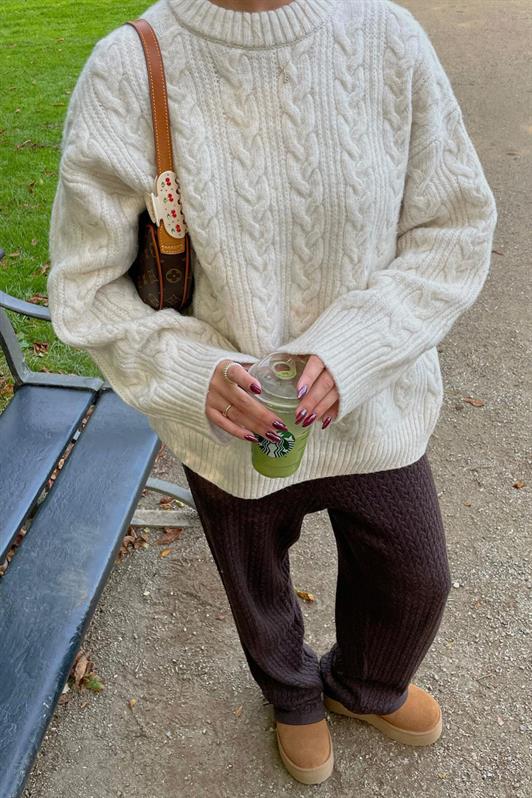 MDX Ecru Bicycle Collar Knitted Sweater MG2009 - Schagen