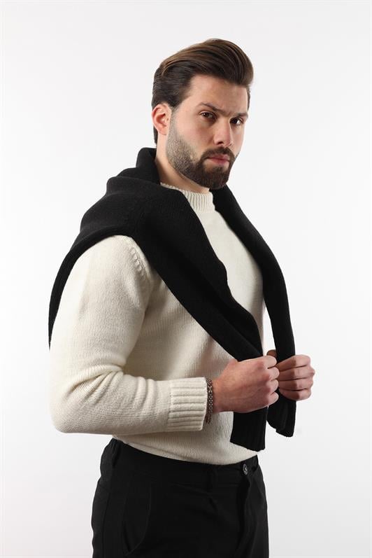 MDX Ecru Bicycle Neck Overfit Men's Knit Sweater E7402 - Jaén