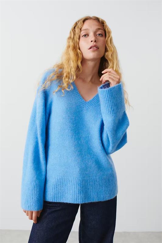 MDX Blue V-Neck Oversized Women's Sweater MG2149 - Albufeira