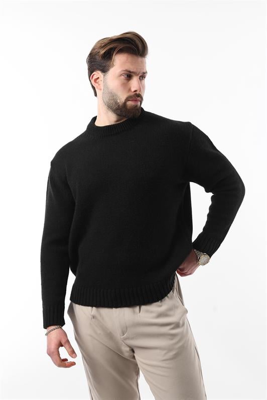MDX Black Bicycle Collar Overfit Men's Sweater E7402 - Antioch