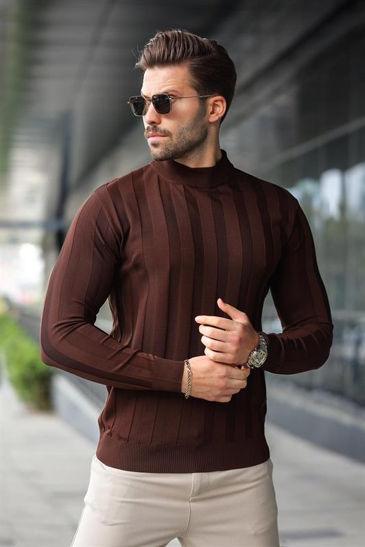 MDX Brown Half Fisherman Male Sweater E7423 - Chicopee