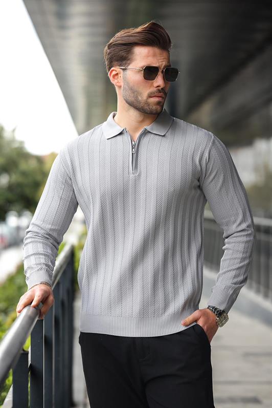 MDX Gray Half-Zip Polo Neck Sweater E7426 - Uzhhorod