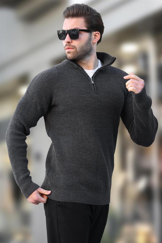 MDX Anthracite Zip Neck Men's Sweater E7295 - Warren