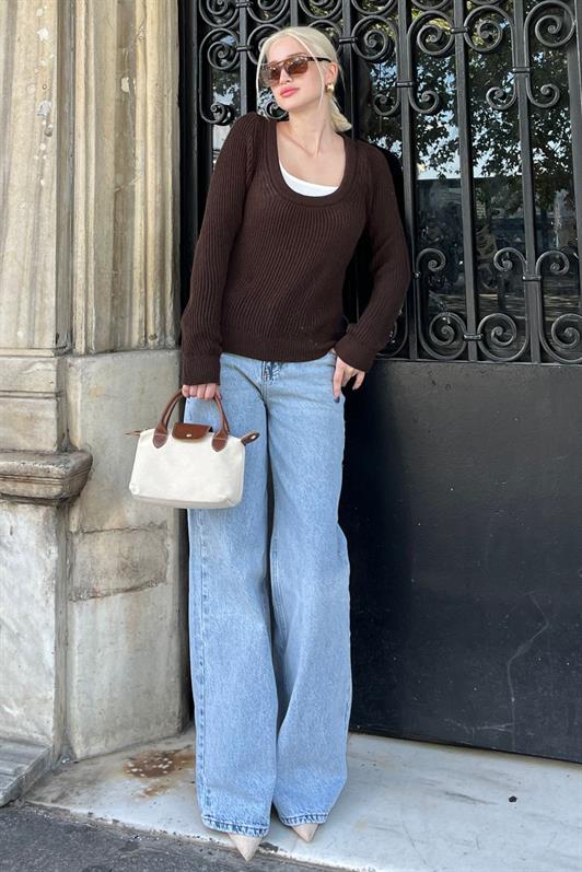 MDX Brown Bicycle Neck Basic Knit Sweater MG2189 - Molfetta