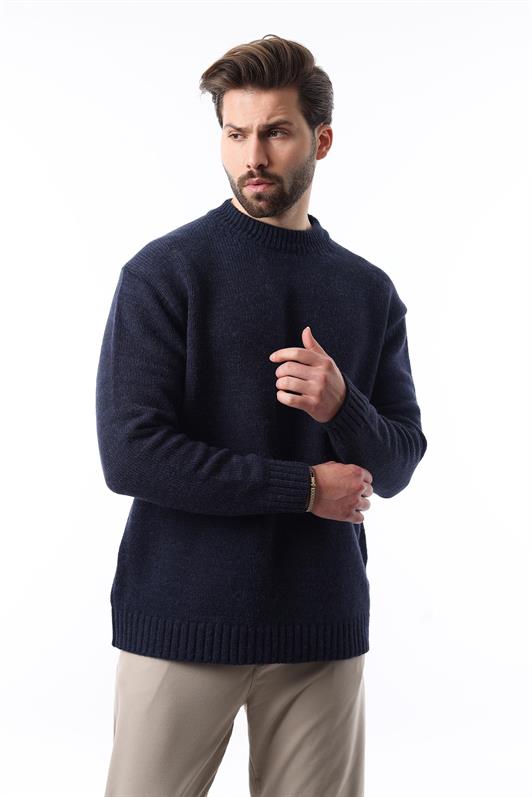 MDX Navy Blue Bicycle Collar Oversized Men's Sweater E7402 - Valle Hermoso