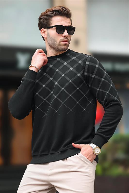MDX Black Patterned Turtleneck Sweater 6019 - Round Lake Beach