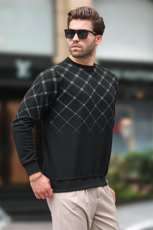 MDX Black Patterned Turtleneck Sweater 6019 - Round Lake Beach
