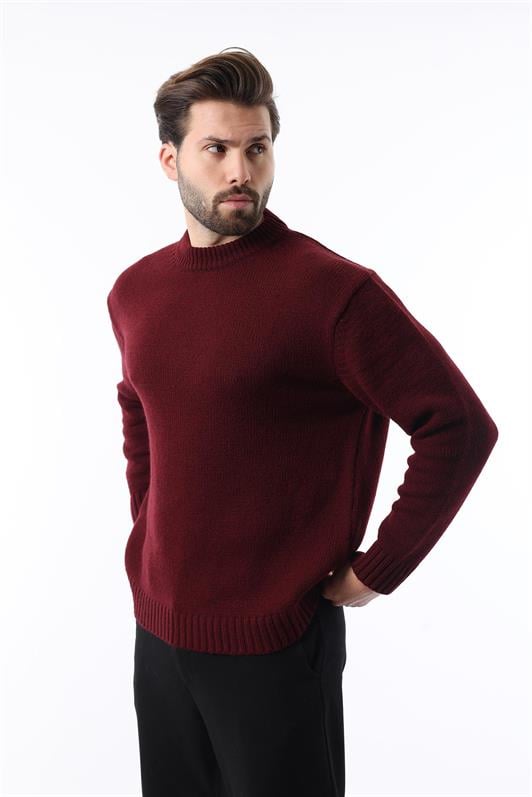 MDX Burgundy Bicycle Neck Oversized Men's Knit Sweater E7402 - Jiutepec