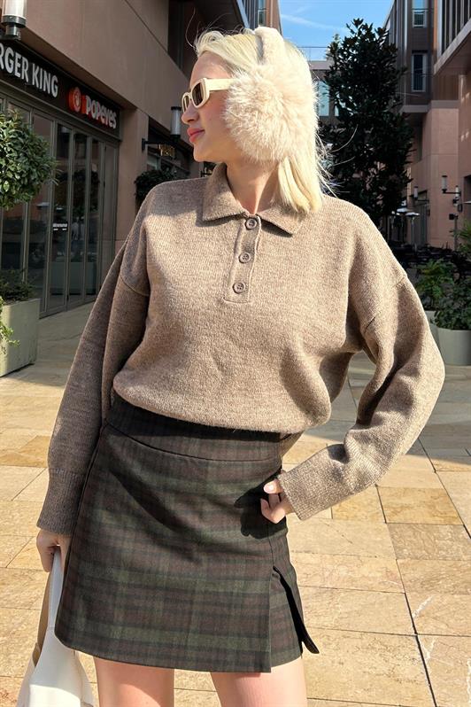 MDX Mink Buttoned Polo Neck Women's Sweater Mg2307 - Buchholz in der Nordheide